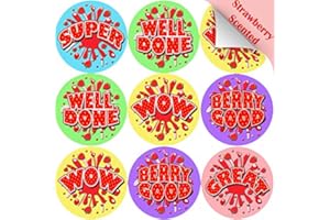 STICKER STOCKER 120 Strawberry Burst 30mm Scented Reward Stickers for Teachers, Parents and Party Bags