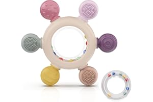 akolik Gryzak dla niemowląt, bez BPA, z silikonu, zabawka dla niemowląt od 0, 3, 6, 9 miesięcy, grzechotka dla niemowląt, zabawka dla noworodków, prezent dla dziewczynek i chłopców