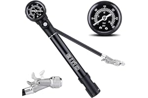 KADACHA GIYO MTB-300psi Pompe à vélo Haute Pression pour Amortisseur et Fourche de Suspension Mini Pompe à vélo Portable avec Adaptateur de Valve Presta et Schrader