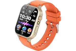 SMOOCE 2024 Upgrade Kids Smart Watch,26 Games Kids Smartwatch Toys for Boys Girls Gifts,Alloy Metal Smart Watch for Kids with HD Camera Music Video Pedometer Alarm(Orange)
