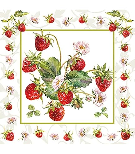 Servietten Mit Erdbeer-Motiv – 20 Stück, 33x33 Cm, 3-lagig, Für Tischdeko Oder Serviettentechnik