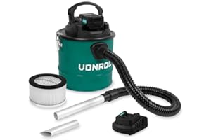 VONROC Aspiracenere a batteria VPower 20V. Incl. una batteria 4.0Ah e caricatore. Serbatoio 12L - Filtro HEPA
