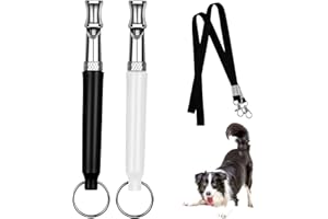 Omnikryp 2 Pezzi Fischietto per Cani, Silenzioso Fischietto Ultrasuoni per Cani, Utilizzato per Il Richiamo e L'addestramento del Cane, con Cordoncino (Nero, Bianco)