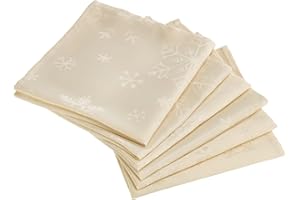Celebright Christmas Pack of 6 Napkins - Square 17 x 17 inches (43 x 43 cm) - Ideal Xmas Dinner Table Decorative Settings - Blizzard Snowflake Embossed Design - Cream