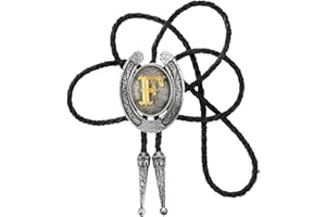 STARBRILLIANT Corbata Vaquera De Moda Con Inicial Dorada De La A a La Z De Vaquero Con Patrón De Herradura Gris Plateado