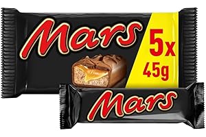 Mars Barrita de Chocolate con Leche, crema de turrón y caramelo, 5 x 45g