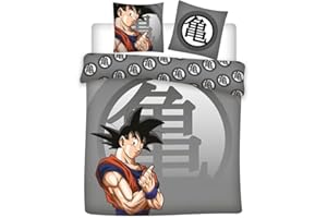 Aymax Parure de Lit Double Dragon Ball Z, Housse de Couette 2 Personnes Réversible 240x220 cm + 2 Taies d'oreiller 65x65 cm, Polycoton