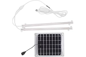 Bordstract Solar Powered Heat Lamp, Solar Greenhouse Heater LED Grow Light Panel for Helping Indoor Plants Potted Plants Grow(20W)