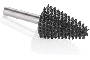 Kutzall Extreme Taper Rotary Burr, 1⁄4" Shaft, Very Coarse - Woodworking Attachment for Bosch, DeWalt, Milwaukee, Makita. Abrasive Tungsten Carbide, 3⁄4" (19mm) Dia. X 1-1⁄4" (31.8mm) Length, TX-34C