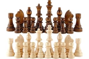 32 Pièces D'échecs Internationales en Bois sans Plateau Pièces D'échecs Internationales Portables Tournoi de Pièces D'échecs de Staunton Ensemble de Jeu de Société de Divertissement