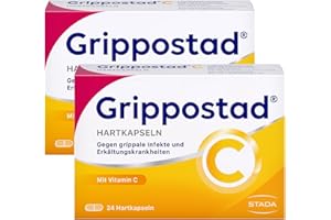 Grippostad C mit dem Plus an Vitamin C - Grippe Kapseln bei Grippe- und Erkältungsbeschwerden - mit Paracetamol, Vitamin C, Chlorphenamin und Coffein - 2 x 24 Hartkapseln