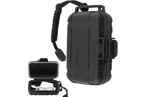 PANITOREER Outdoor Drybox, Survival Storage Box, Mini Waterproof & Dustproof Container Case with Sponge Lining and Paracord for Camping, Boating, Fishing, Diving(Black)