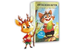 ILMFMY 50 Entdeckerkarten für Kinder – Outdoor Schatzsuche & Natur entdecken I Lernspiel & Geschenk ab 4-8 Jahre I Outdoor Spielzeug für Draußen, Garten & Wald I Reisespiel für Jungen & Mädchen