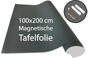 Cuadros Lifestyle Tafelfolie 100x200 cm | Magnetische und Selbstklebende Vinyl- Kreidefolie | Magnettafel | Magnetfolie | inkl. Kreide + Neodym-Magnete | Grau