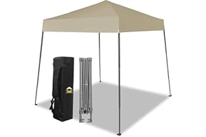 Crown Shades Beige Gazebo 2.5 x 2.5m Base 2m x 2m Top Heavy Duty Pop Up Gazebo Waterproof Shelter Height Adjustable Camping Gazebo for Garden and Beach with Carry Bag​