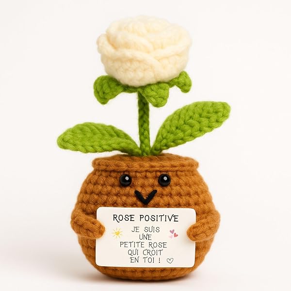 Rehecher - 2 Câlins Porte-bonheur : Abeille Positive Et Tournesol - Poupées Tricotées à La Main - Avec Carte Positive - Cadeau Réconfortant Pour Amis Et Famille