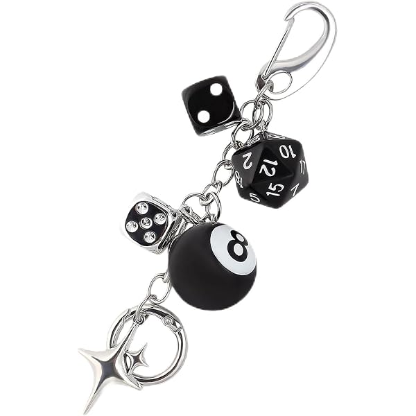 Lucky Dice Y2K Schlüsselanhänger – Süßer Bag Charm Mit Kirschen & 8-Ball Für Tasche & Auto