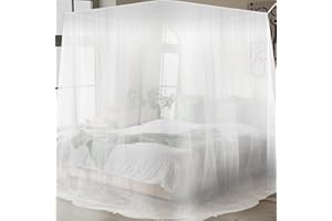 Aoreun Zanzariera, grande zanzariera per letto matrimoniale, rete quadrata a baldacchino, portatile, decorativa, per la casa, per campeggio all'aperto, viaggi, 200 x 210 x 220 cm, colore bianco