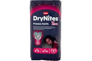 Huggies Drynites Mutandine Assorbenti per la Notte per Bambina, Taglia L (27-57 Kg), 3 Confezioni da 9 Pezzi, per un totale di 27 Mutandine