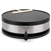 H.Koenig Electric Crepe Maker KREP29, Stainless Steel Crepe Pancake, Crepe, Crepe Party, Non-Stick Griddle 33 cm, Table Top,