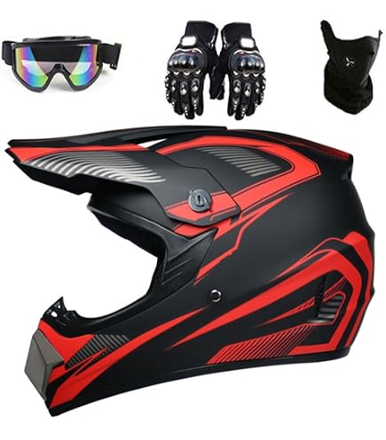 Casco da Motocross Integrale per Adulti e Bambini - Con Occhiali