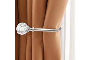 PHOEWON Curtain Holdbacks Acrylic Crystal Ball Curtain Tie Backs U Shaped Metal Curtain Holdbacks Wall Mounted Curtain Hook backs, 2 Pack