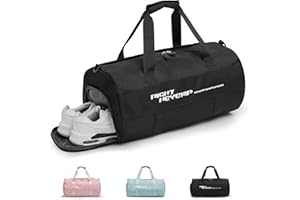 HYC00 Sac de Gym pour Femmes en Trompette,Sac de Sport,Sac de Voyage pour Filles Le Weekend,Sac de Nuit avec Compartiment à Chaussures et Poche Humide pour au Yoga de Natation Holdall,B-Noir