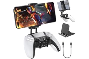 OIVO Soporte PS5 Mando para Móvil, PS5 Soporte Teléfono Ajustable, Clip Phone PS 5 Mando, Clip Móvil para Playstation 5