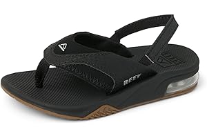 Reef KIDS BOYS SANDALS, LITTLE FANNING, BLACK/SILVER