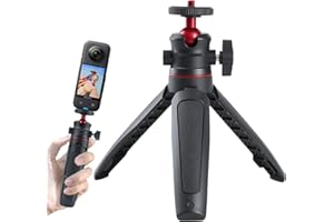 GEU Camera Tripod, Compact Camera Tripod Stand with 1/4 Inch Screw Portable Small Aluminum Travel Tripod Compatible with GoPro DJI OSMO Sony Canon Fujifilm Leica for Phone Video Living Vlog