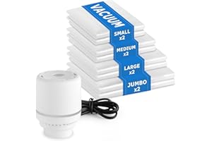 Flintronic Sac Sous Vide Vetement Aspirateur avec Pompe Électrique, 8 Pièces Sac Rangement Sous Vide (2 Jumbo, 2L, 2M, 2S), Housses de Rangement Voyages Réutilisables pour Déménager, Vêtements,Literie