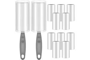 HGRGHH Fusselroller, 12PCS Fusselrollen mit 2 Staubschutzhüllen, 720 Blatt Fusselrolle Haustier Fusselbürste Fusselrolle Ersatzrolle Fur Roller für Kleidung, Haare, Sofa, Bett, Katzenhaare, Hundehaare