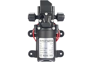VerRich DC 24V Water Pumps Diaphragm Pump 70W 4 L/Min 0.9MPA 131 PSI for Faucet Garden(M18*1.5mm Connector)