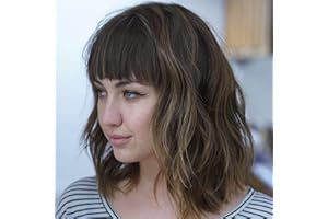 PARXITN Kurze Bob Perücke mit Pony Natürliches Perücke Synthetisches Haar Bunt Täglich Party Halloween Cosplay Gewellte Lockige Perücken für Frauen