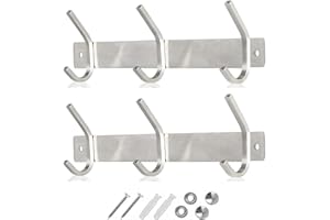 GlazieVault Coat Hooks Wall Mounted Coat Rack (Pack 2) - Heavy Duty Wall Hooks - Stainless Steel Coat Hangers Wall Mounted Clothes Hooks