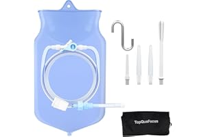 TopQuaFocus 2L Kit de Bolsa de Enema Grande para la Limpieza del Colon Bolsa de Enema de Café de Silicona Reutilizable - Tubo de 6,5 pies de largo Enemas de Limpieza de Colon