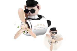 TOMATONG Car Air Freshener Retro Airplane Bear,Aromatherapy Car Diffuser Vent Clip,Rotating Propeller Car Air Outlet Ornament for Men Women(with 2 Incense Slices)