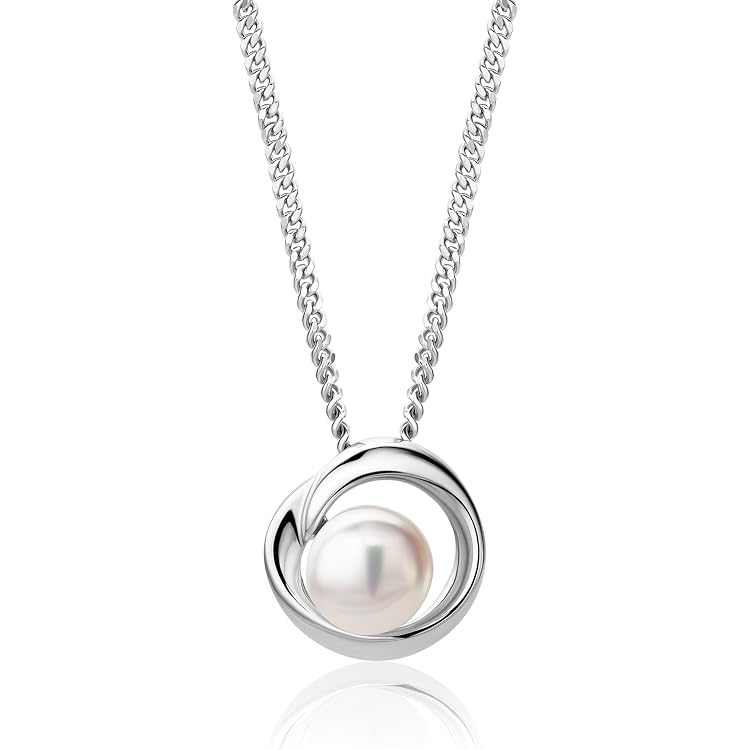 LillyMarie Damen Schmuckset Silber Halskette Perlen Anhänger Ohrringe