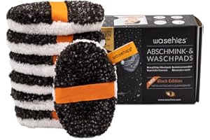 ‎WASCHIES waschies waschbare Abschmink- & Reinigungspads "Black Edition" wiederverwendbar, porentiefe Reinigung nur mit Wasser, hautschonend, hypoallergen, supersoft