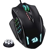 Redragon M908 IMPACT RGB LED MMO Mouse Laser Wired Gaming Mouse con 12,400DPI, alta precisione, 18 pulsanti del mouse program