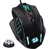 Redragon M908 Impact RGB LED MMO Mouse with Side Buttons Optical Wired Gaming Mouse with 12,400DPI, High Precision, 20 Progra