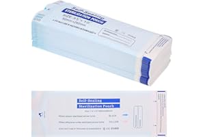 WUSJCOF 100 Buste Autosigillanti per Sterilizzazione Sacchetti per Autoclave per Strumenti Estetista Dentale e Podologici 90 x 260 mm