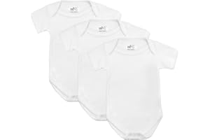 BABAN BABY Baby Bodysuits, Baby Vests, Newborn Vests, Cotton Short Sleeved Newborn Bodysuit, British Made for Boys or Girls, 3 Pack