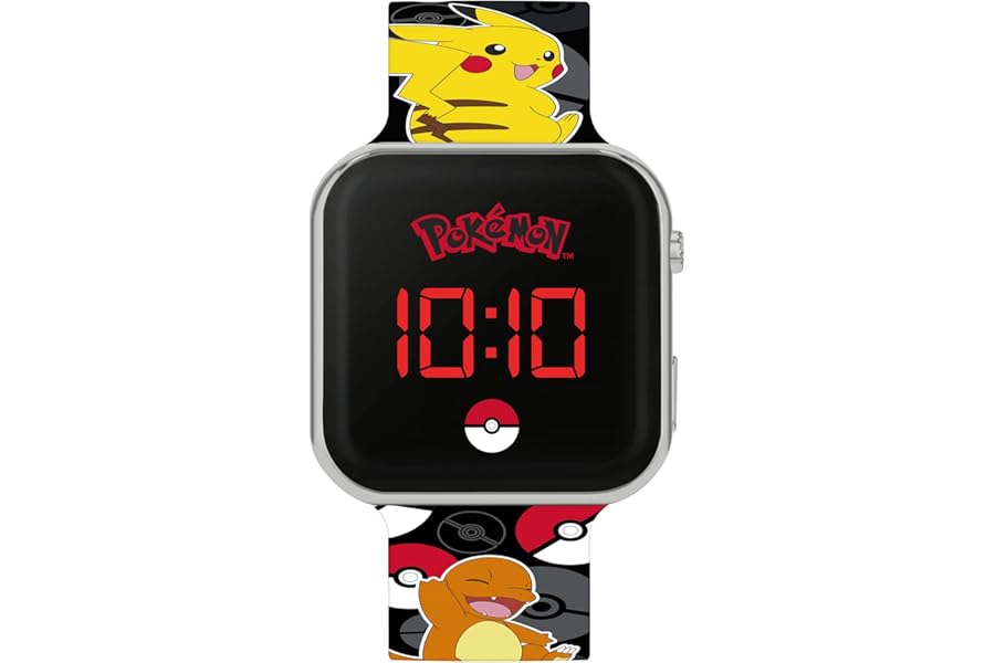 Pokémon Black LED Watch with Printed Silicone Strap POK4322