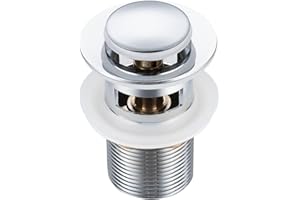 BALNEO Tapón Universal para Fregadero Click Cono emergente Cromado, latón, Inoxidable, 4 Juntas, Junta, Accesorio de Drenaje, 62mm x G1 1/4, con rebosadero, Click B