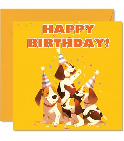 Biglietto di compleanno con cane e torta