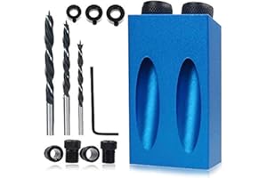 BICREWEER 15 Degree Pocket Hole Screw Jig, Drill Guide Dowel Jig Drill Joinery Kit, Woodwork Drill Holes Carpentry Locator Joint Angle Tool 6/8/10 MM Pack of 14