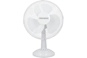 TOUGH MASTER Tischventilator 12" Zoll 3 Geschwindigkeitsstufen Oszillation Leiser Betrieb Mini Ventilator 30W Kraftvoller Luftstrom, Tischventilator Nachttischventilator Für Zuhause & Büro