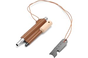 JIEYUCHU Pietra Focaia Kit, Pietra Focaia da Campeggio, con Righello 6 cm Apribottiglie e Tubo di Soffiaggio, per Campeggio, Escursioni, Picnic, All'aperto