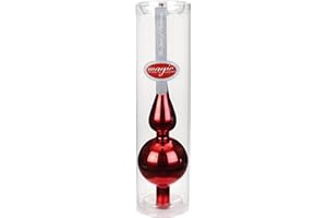 Inge-glas 10002C220-MO Baumspitze aus Glas 28 cm hoch, 7cm breit, 1 Stück, Rot Glanz